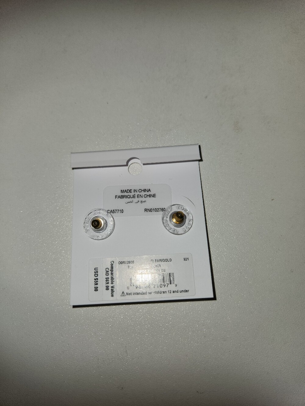 kate spade Gold and Clear Spade Circle Crystal Stud Earrings NWT - Picture 4 of 5